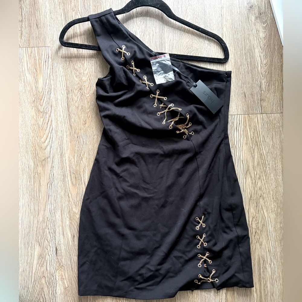 NWT H:ours Delacey Mini Dress in Black Noir Small
